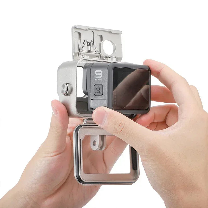 Vattentätt skal Aluminium med tillbehörshållare cold shoe till GoPro Hero12/11/10/9 Black - Action King