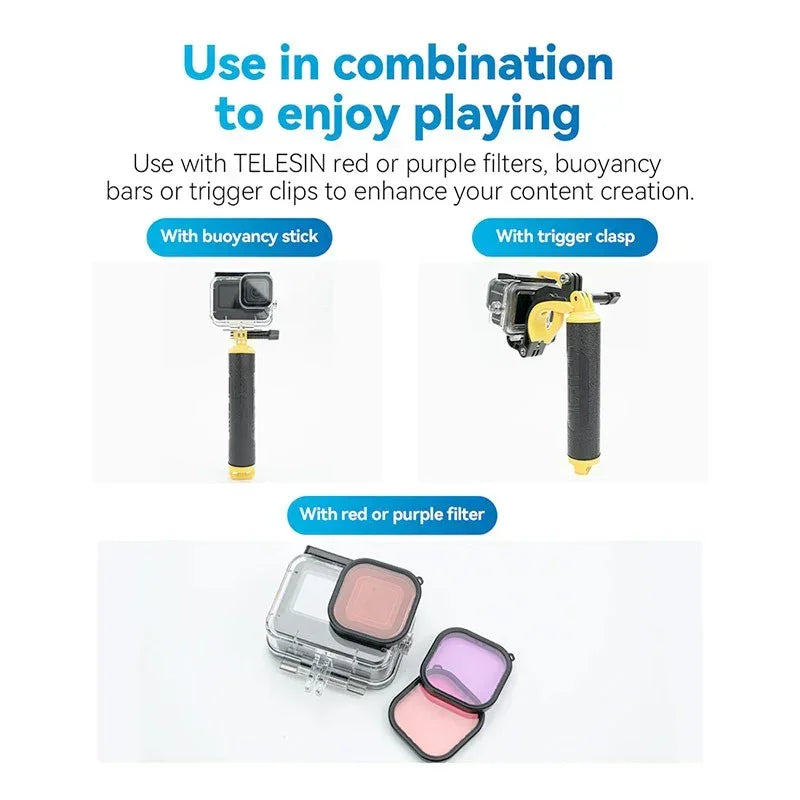 Telesin Vattentätt skal med dubbla bakdörrar till GoPro Hero13/12/11/10/9 Black - Action King