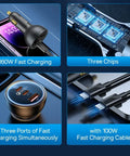 Baseus Qualcomm QC5 Car - Snabbladdare Bil QC5 / PPS 160W - 3xUSB Typ A/C - Svart - Action King