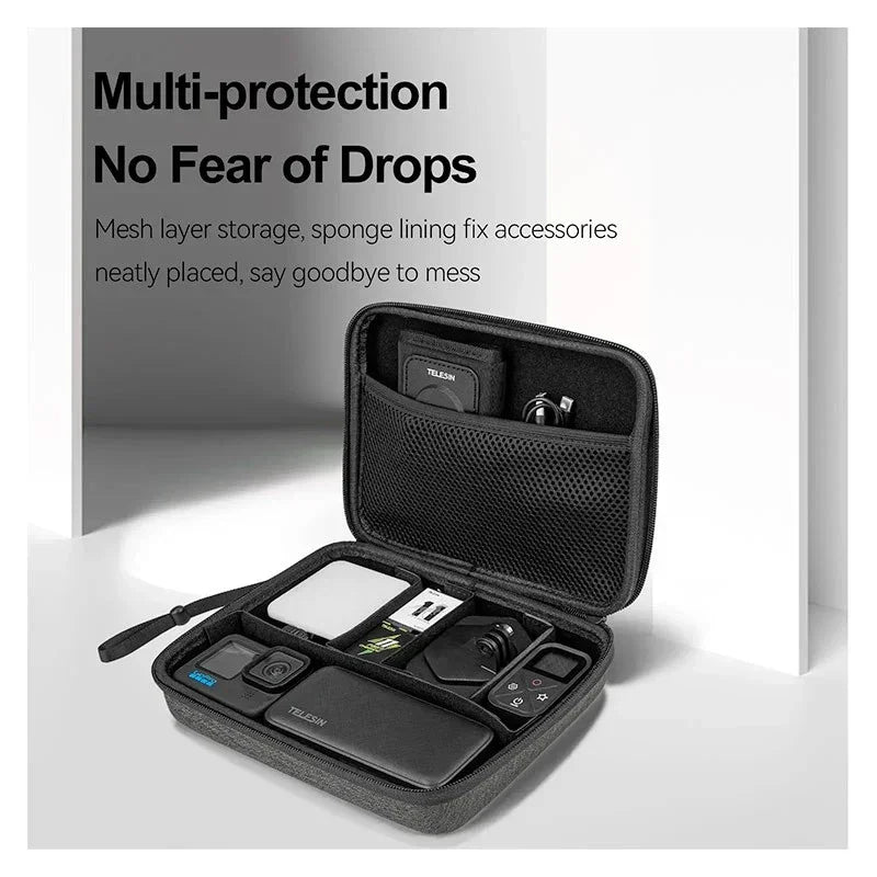 Telesin Väska / Förvaring Mellan Universal för Kamera / Mobil / Tillbehör - DIY - Grå - Action King