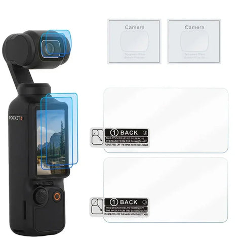 DJI Osmo Pocket 3 -kameran linssi- ja näytönsuojat - 2 kpl - pakkaus