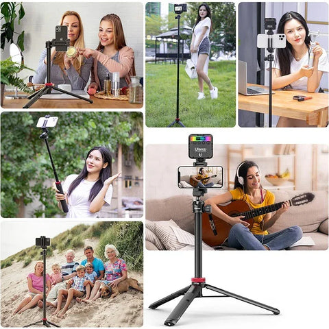 Ulanzi MT-44, V2 Kolmijalka Multi - Selfiekeppi 360° pallonivelellä 1/4" ruuvilla / Matkapuhelinteline / Lisävarustesovitin
