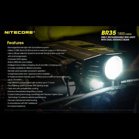 Nitecore BR35 polkupyörän valo USB-C - 1800lm