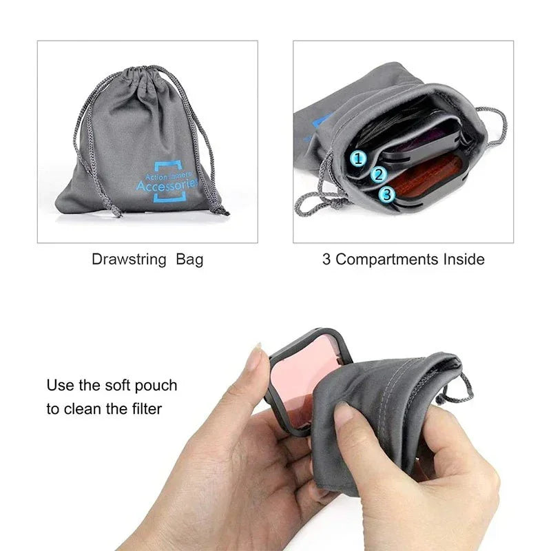 Färgfilter 2-pack - Röd light + Lila till GoPro Hero12/11/Mini/10/9 Black - Kit - Action King