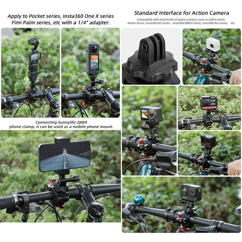 GoPro-kiinnike polkupyörän ohjaustankoon ja -putkiin 19-35 mm AirTag-pidikkeellä - kääntyvä 360°
