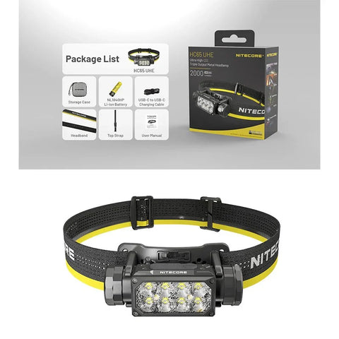 Nitecore HC65 UHE Pannlampa Tripple Output - 2000lm