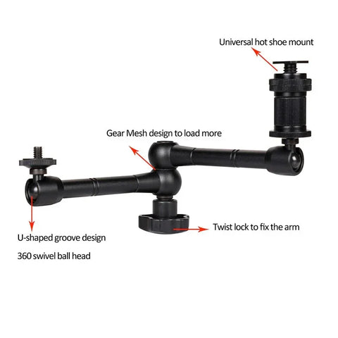 Magic Arm -kaksoispallonivel 360° + puristin - 11" - alumiini - sarja