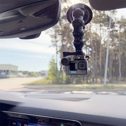 Taivutettava joutsenkaulajalusta imukupilla ja kiinnikkeellä GoPro- ja matkapuhelinkameralle, 1/4" ruuvilla - sarja