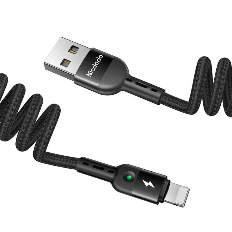 Mcdodo Spring Cable USB-A - Lightning CA-6410, USB-A - Lightning Kabel, Spiral, 2A, 1.8m - Svart - Action King