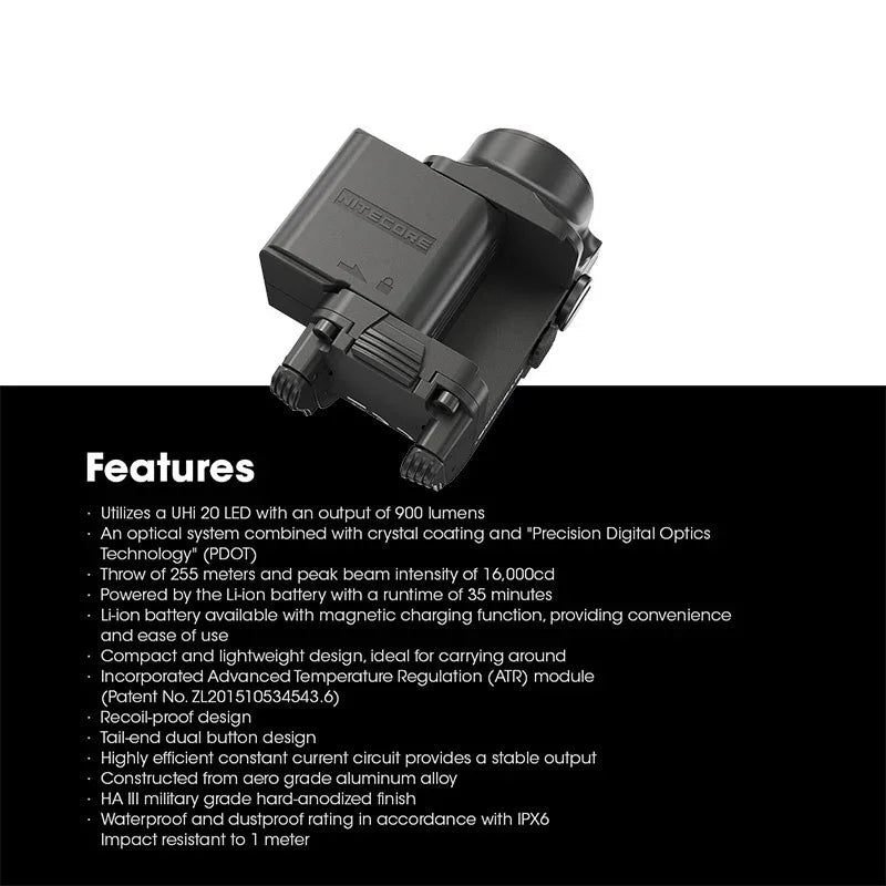 Nitecore NPL25 Ficklampa för Picatinny Vapenfäste - 900lm - Action King