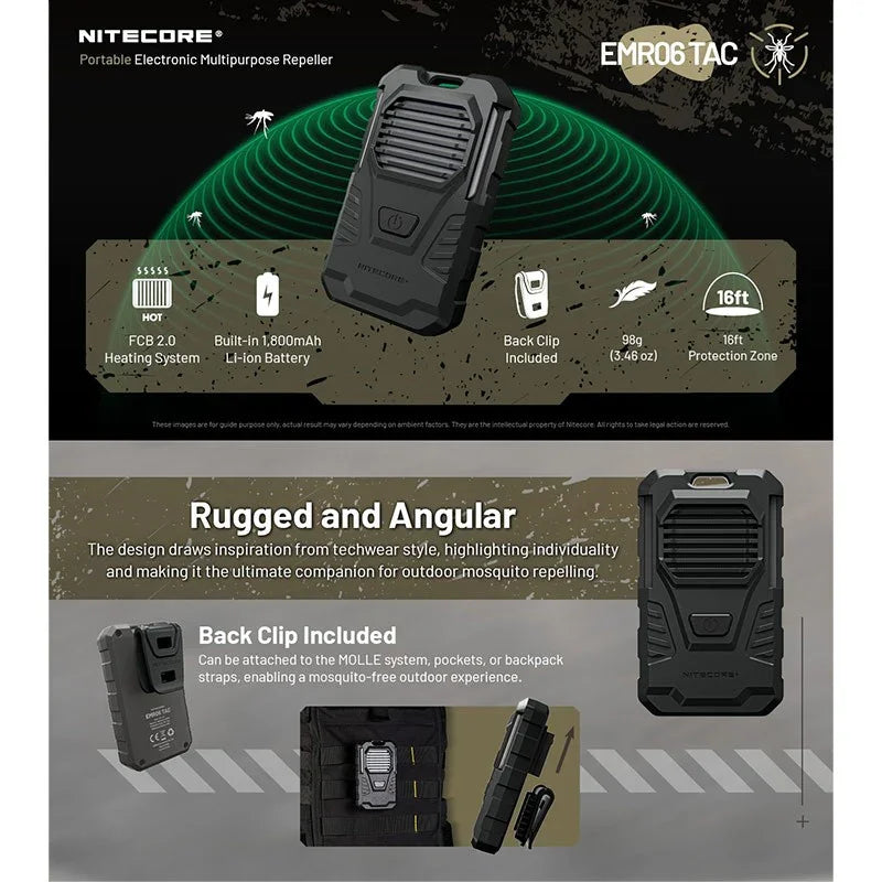 Nitecore EMR06 TAC Portabelt myggskydd V2 - Laddbar 1800mAh - Action King
