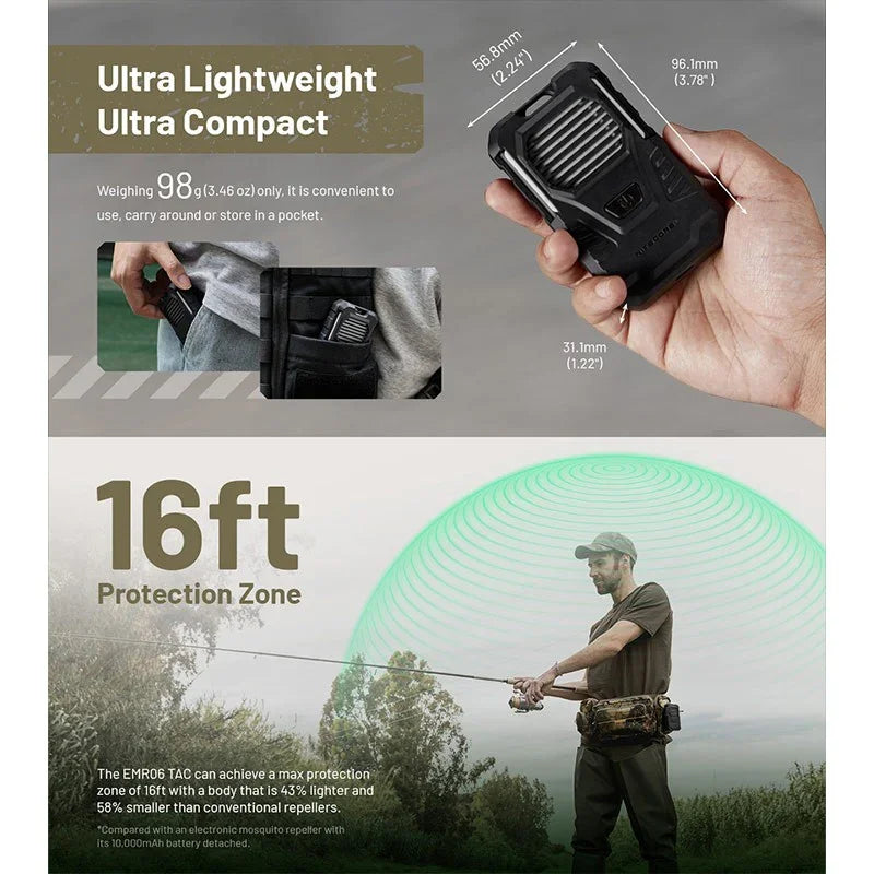 Nitecore EMR06 TAC Portabelt myggskydd V2 - Laddbar 1800mAh - Action King