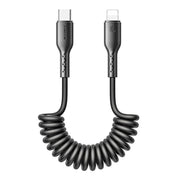 Joyroom Flexible Fast Charging Cable SA38, USB-C - Lightning Kabel, Spiral, 30W, 1.5m - Svart - Action King