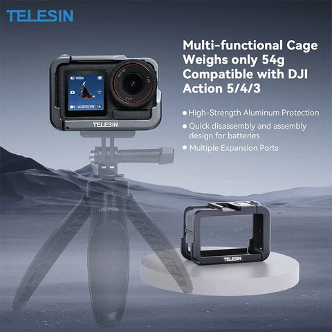 Telesin monitoiminen suojakehys kylmäkenkällä DJI Action 5 Pro/4/3:lle - alumiini