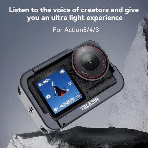 Telesin monitoiminen suojakehys kylmäkenkällä DJI Action 5 Pro/4/3:lle - alumiini
