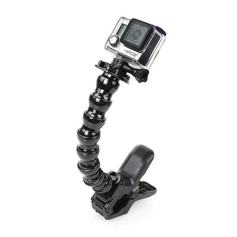 Böjbart svanhalsstativ med klämma och snabbfäste till GoPro