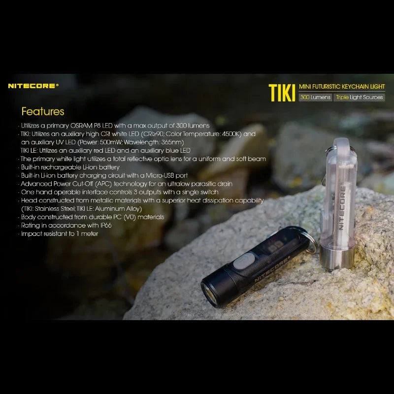 Nitecore TIKI Nyckelringslampa USB-C - 300lm - Action King