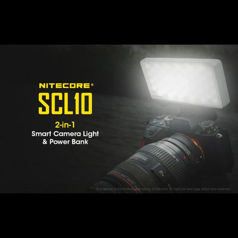 Nitecore SCL10 Älykäs Kameravalo &amp; Varavirtalähde 2-in-1 - LED-valaistus ja Kannettava Akku - 10000mAh, QC 3.0 / PD 18W
