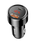 Baseus Magic Car - Snabbladdare Bil QC4+ / PD 45W - 2xUSB Typ A/C - Svart med display - Action King