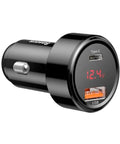 Baseus Magic Car - Snabbladdare Bil QC4+ / PD 45W - 2xUSB Typ A/C - Svart med display - Action King