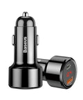 Baseus Magic Car - Snabbladdare Bil QC4+ / PD 45W - 2xUSB Typ A/C - Svart med display - Action King