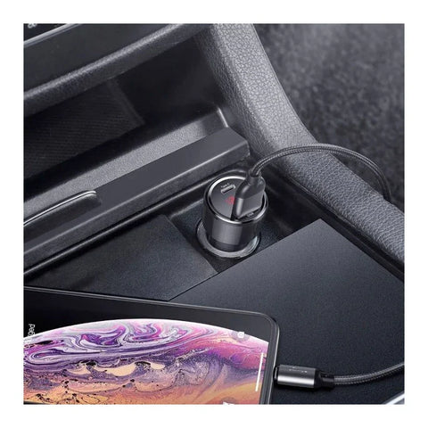 Baseus Magic Car - Pikalaturi autoon QC4+ / PD 45W - 2xUSB Tyyppi A/C - Musta näytöllä