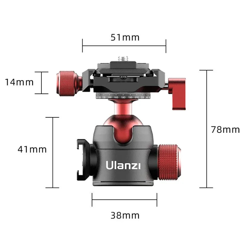 Ulanzi U-70 Kulledsfäste Vlog med tillbehörshållare 360 grader - Aluminium - Action King