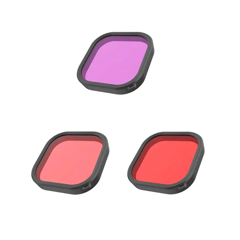 Telesin Färgfilter Röd + Ljusröd + Lila till Hero13/12/11/10/9 Black i vattentätt skal - Paket - Action King