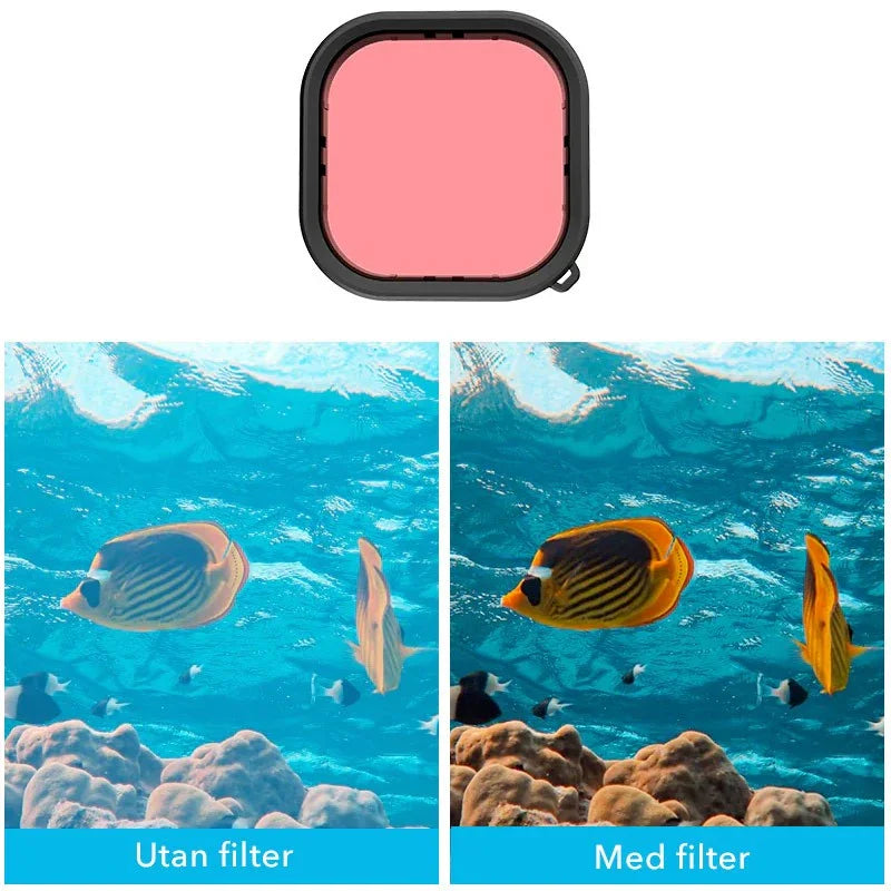 Telesin Färgfilter Röd + Ljusröd + Lila till Hero13/12/11/10/9 Black i vattentätt skal - Paket - Action King