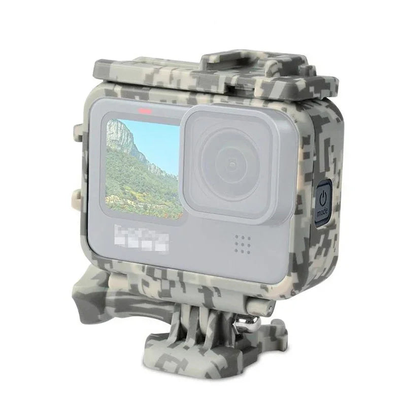 Skyddsram med tillbehörshållare Cold Shoe till GoPro Hero12/11/10/9 Black - Kamouflage - Sand - Action King