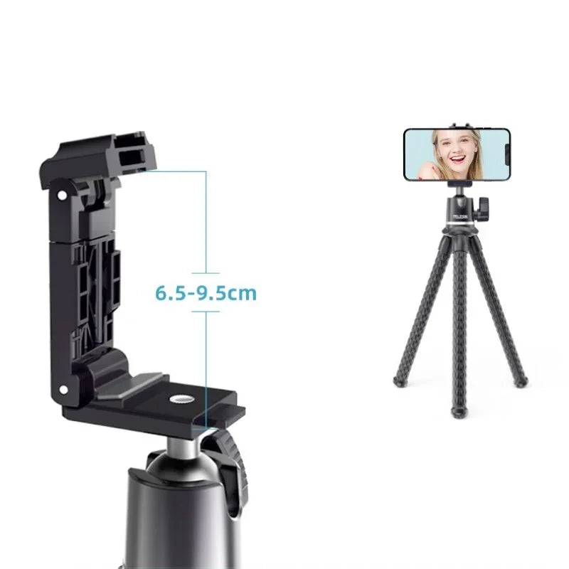 Telesin Tripod flexibelt 360 grader kulledshuvud 1/4" skruv / Mobilhållare / Tillbehörssko - Bläckfisk - Action King