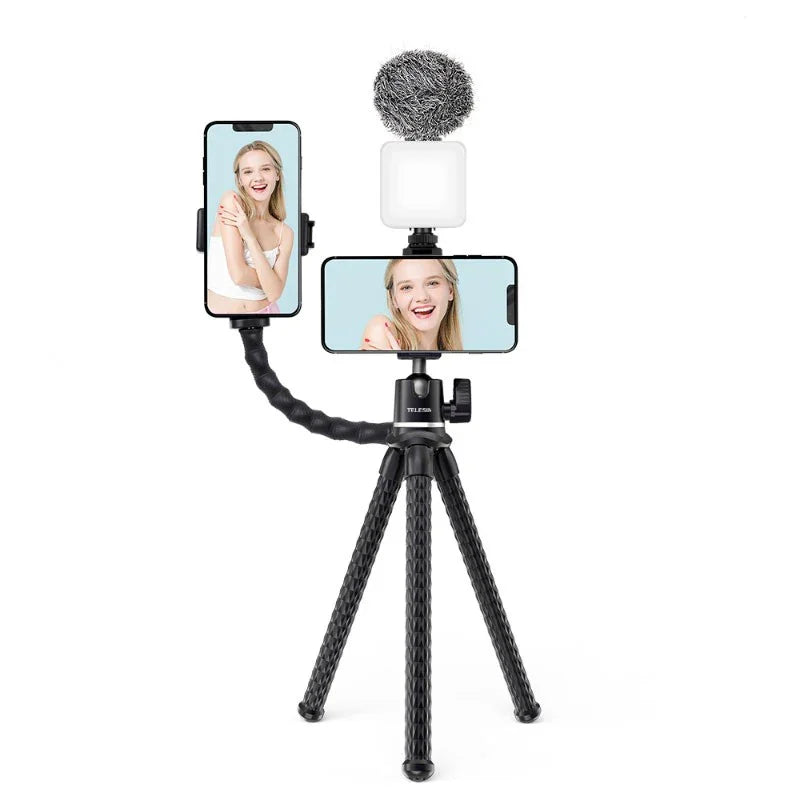 Telesin Tripod flexibelt 360 grader kulledshuvud 1/4" skruv / Mobilhållare / Tillbehörssko - Bläckfisk - Action King