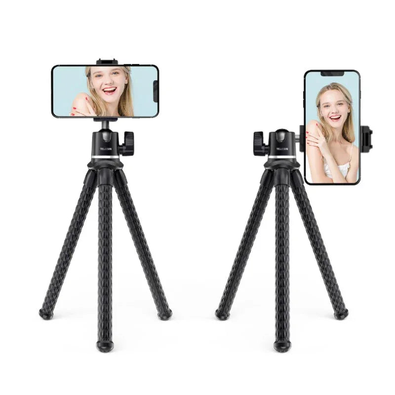 Telesin Tripod flexibelt 360 grader kulledshuvud 1/4" skruv / Mobilhållare / Tillbehörssko - Bläckfisk - Action King