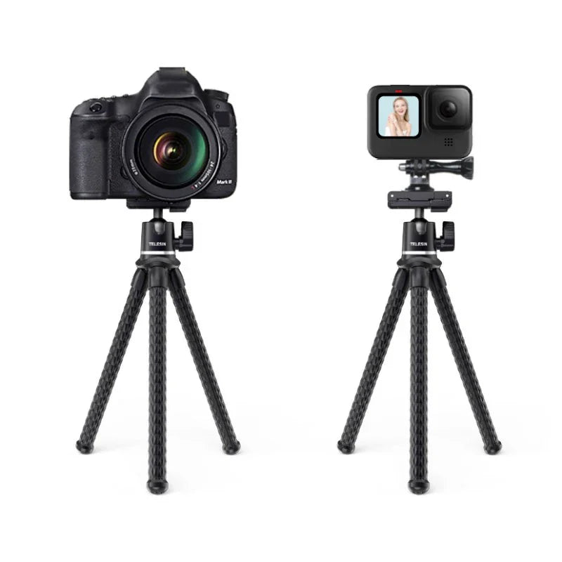 Telesin Tripod flexibelt 360 grader kulledshuvud 1/4" skruv / Mobilhållare / Tillbehörssko - Bläckfisk - Action King