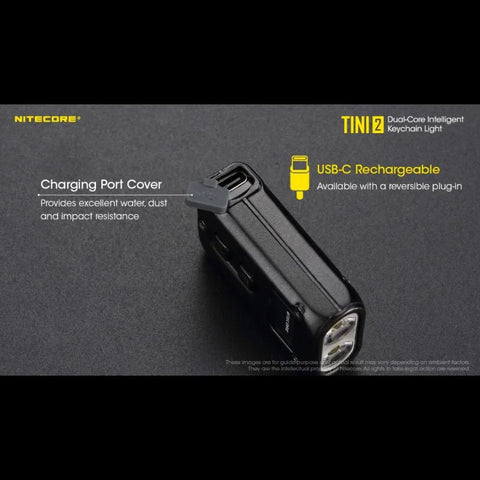 Nitecore TINI2 Avaimenperävalo - Musta - 500lm