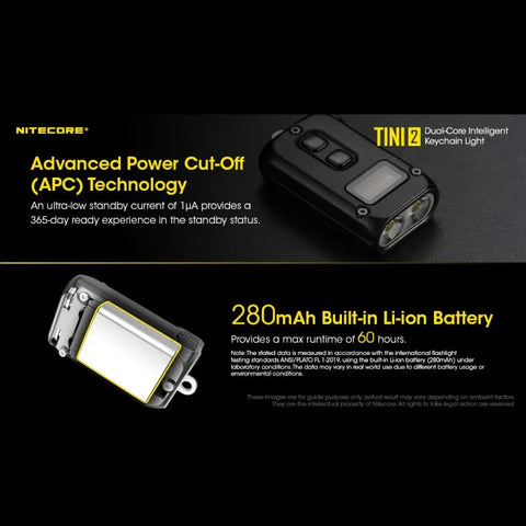 Nitecore TINI2 Avaimenperävalo - Musta - 500lm