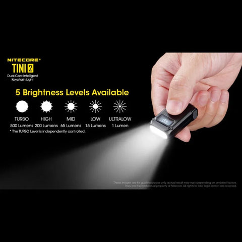 Nitecore TINI2 Avaimenperävalo - Musta - 500lm