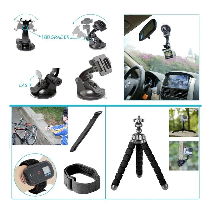 50 i 1 tillbehörskit / 50 tillbehör GoPro / stor förvaringsväska - Action King
