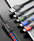 Baseus Rapid Series 4-in-1, USB kabel 3.5A, 1.2m - Multi, 2xUSB-C / Lightning / MicroUSB - Action King