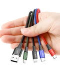 Baseus Rapid Series 4-in-1, USB kabel 3.5A, 1.2m - Multi, 2xUSB-C / Lightning / MicroUSB - Action King