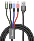 Baseus Rapid Series 4-in-1, USB kabel 3.5A, 1.2m - Multi, USB-C / 2 x Lightning / MicroUSB - Action King