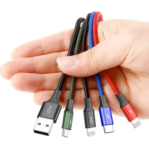 Baseus Rapid Series 4-in-1, USB-kaapeli 3.5A, 1.2m - Multi, USB-C / 2 x Lightning / MicroUSB