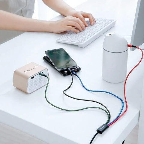 Baseus Rapid Series 4-in-1, USB-kaapeli 3.5A, 1.2m - Multi, USB-C / 2 x Lightning / MicroUSB