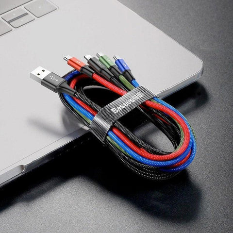 Baseus Rapid Series 4-in-1, USB-kaapeli 3.5A, 1.2m - Multi, USB-C / 2 x Lightning / MicroUSB
