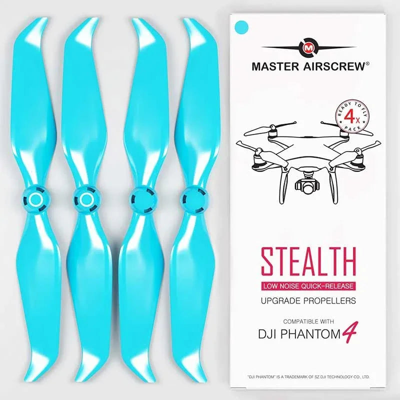 Master Airscrew - DJI Phantom 4 Stealth Upgrade Propellers - Propeller till DJI Phantom 4 - Blå - Kit 4-Pack - Action King