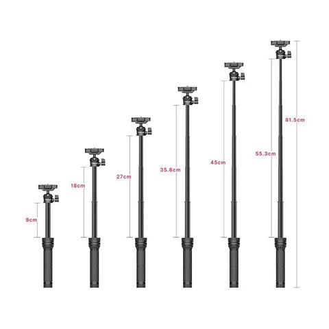 Ulanzi MT-34 Kolmijalka Multi - Selfiekeppi 360 asteen pallonivelellä 1/4" ruuvilla / Matkapuhelinteline / Lisävarustesovitin