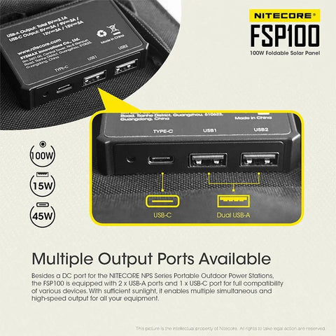 Nitecore FSP100 Taittuva Aurinkopaneeli 100W - Kannettava Aurinkopaneeli 100W
