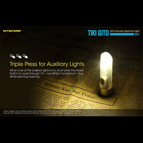 Nitecore TIKI GITD sininen avaimenperävalo USB-C - 300lm