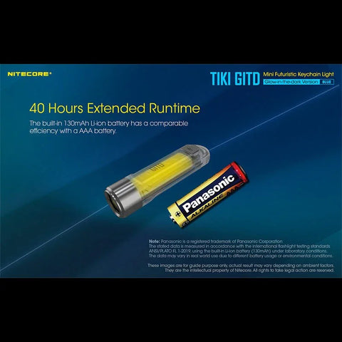 Nitecore TIKI GITD sininen avaimenperävalo USB-C - 300lm