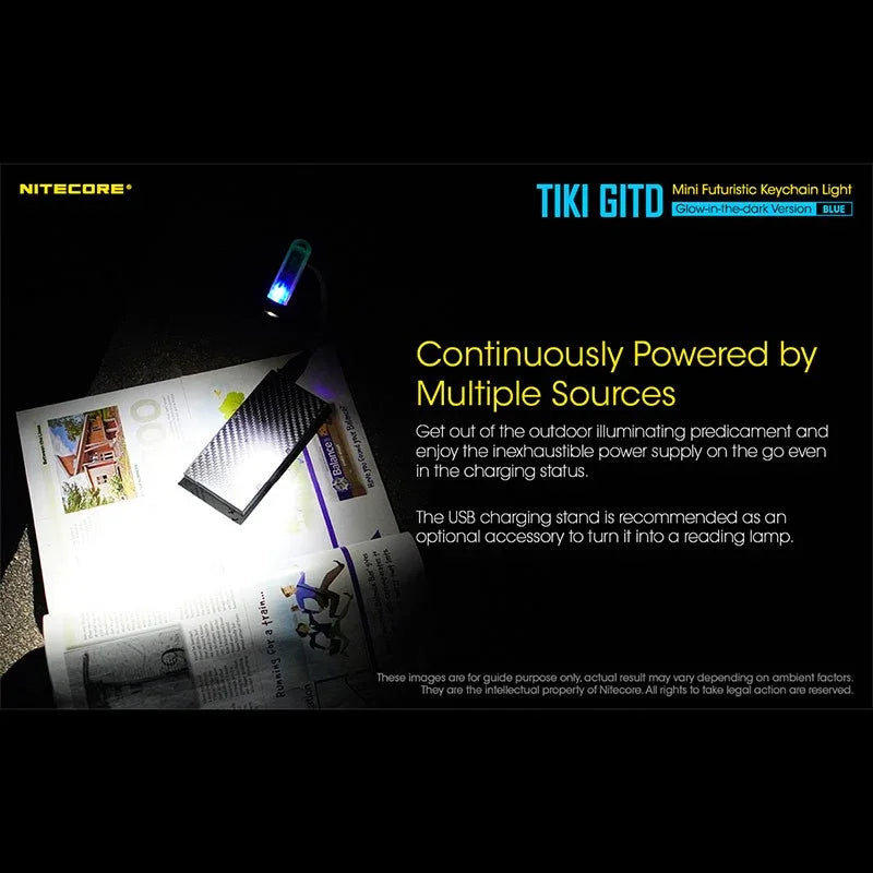 Nitecore TIKI GITD Blue Nyckelringslampa USB-C - 300lm - Action King